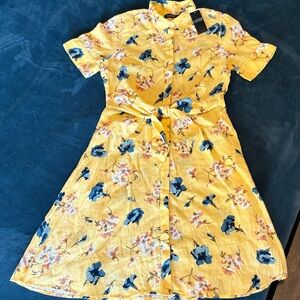 Lauren Ralph Lauren Yellow Floral Linen Shirtdress